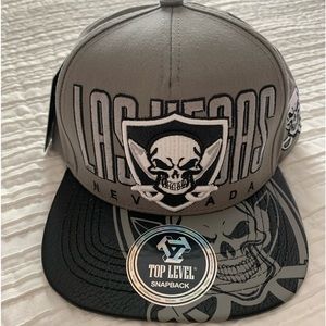 Las Vegas New Top Level Overshized Cross Sword Gray Black Snapback Hat Cap.